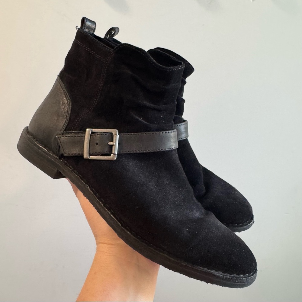 Trask Selma‎ Black Sued Ankle Boots Size 9.5